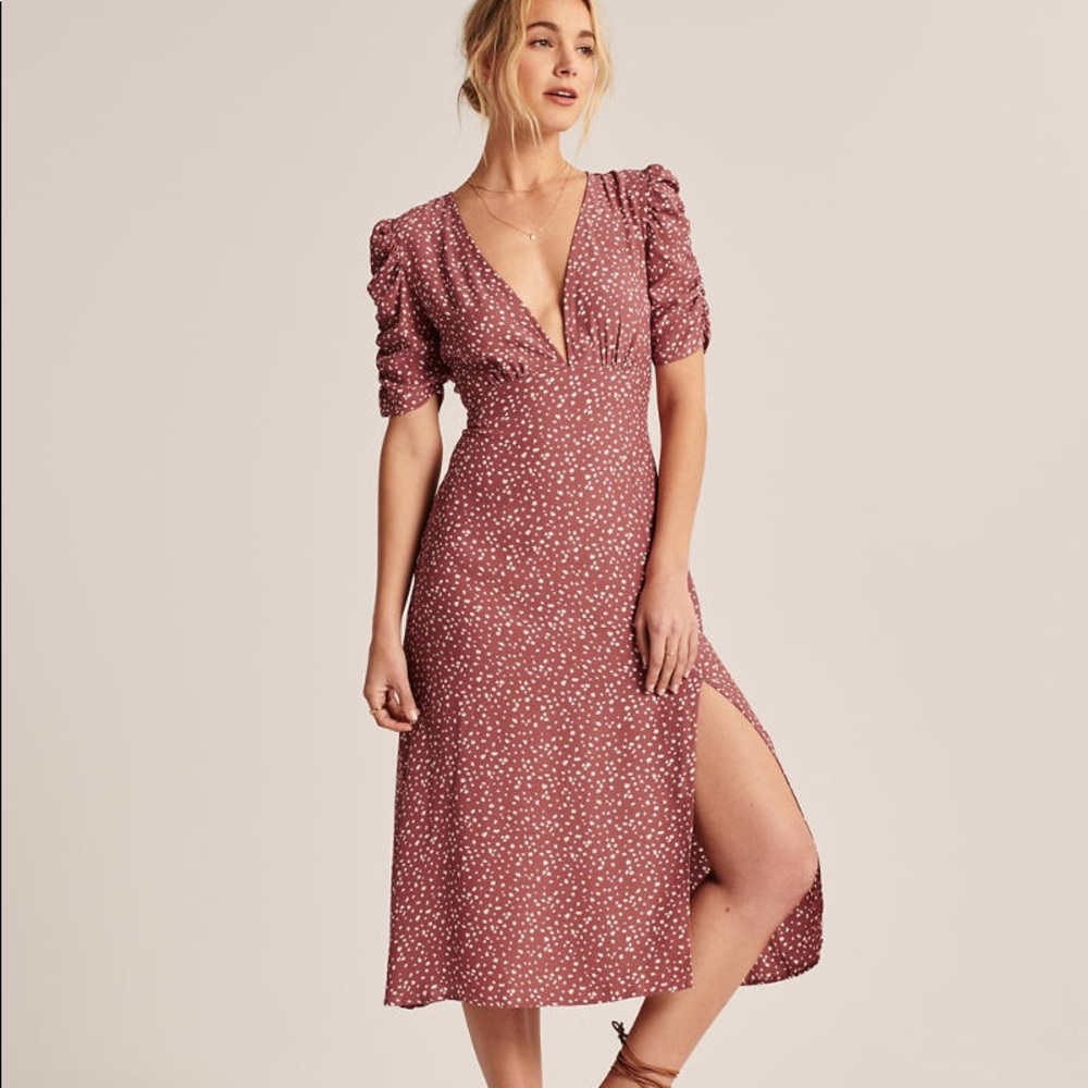 Abercrombie Cinched Sleeve Midi Dress